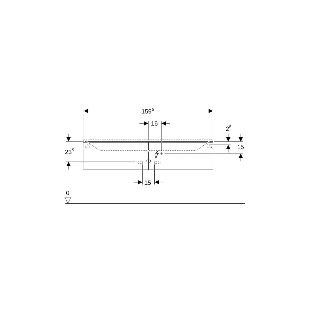 Geberit Xeno2 Unterschrank für Waschtisch aus Mineralwerkstoff 2 Schubladen, 159,5x3... GEBERIT-500346431 4025416356301 (Abb. 8)