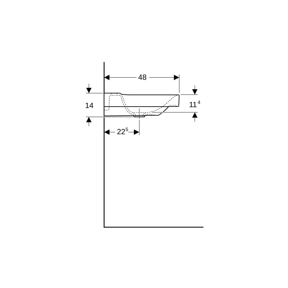 Geberit Xeno2 Waschtisch, Ablagefläche links, Breite 90cm, Tiefe 48cm, Hahnloch mitt... GEBERIT-500535011 4025416605546 (Abb. 9)