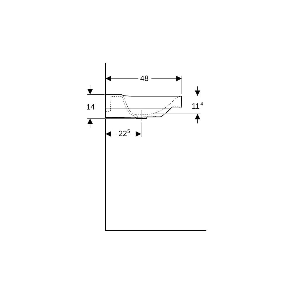 Geberit Xeno2 Waschtisch, Ablagefläche links, Breite 90cm, Tiefe 48cm, ohne Hahnloch... GEBERIT-500536011 4025416605584 (Abb. 9)