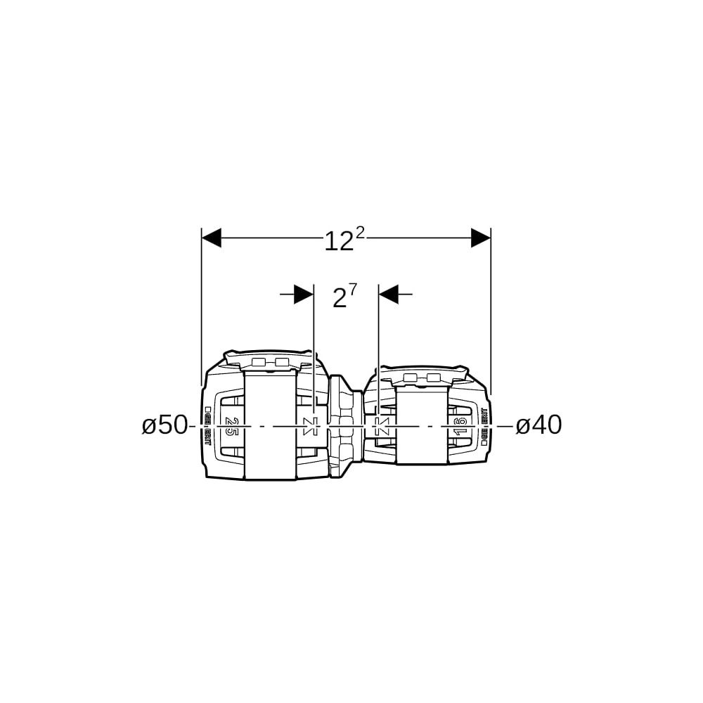 Geberit FlowFit Reduktion, d 50mm, d1 40mm, PPSU... GEBERIT-620045001 4025416607304 (Abb. 5)