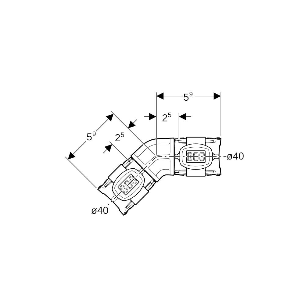 Geberit FlowFit Bogen 45 Grad, Außendurchmesser 40mm, PPSU... GEBERIT-620064001 4025416609216 (Abb. 5)