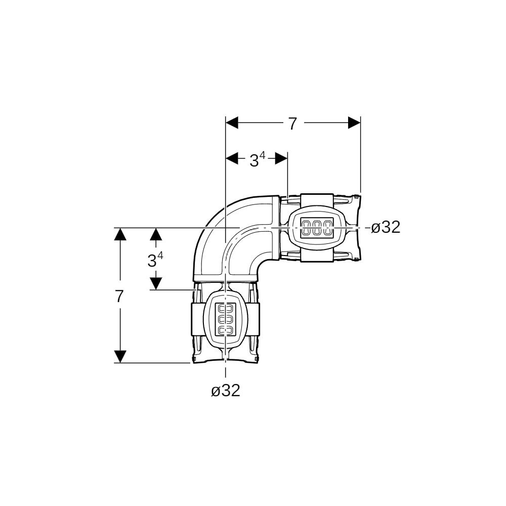 Geberit FlowFit Bogen 90 Grad, Außendurchmesser 32mm, PPSU... GEBERIT-620073001 4025416609322 (Abb. 5)