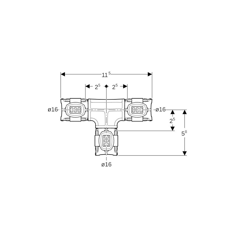 Geberit FlowFit T-Stück egal Außendurchmesser 16mm, PPSU... GEBERIT-620080001 4025416609407 (Abb. 5)