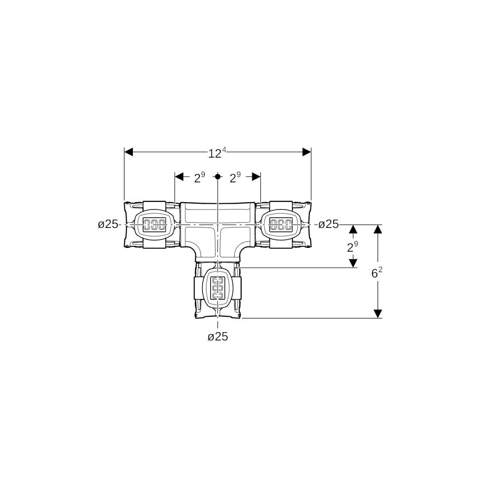 Geberit FlowFit T-Stück egal Außendurchmesser 25mm, PPSU... GEBERIT-620082001 4025416609438 (Abb. 5)