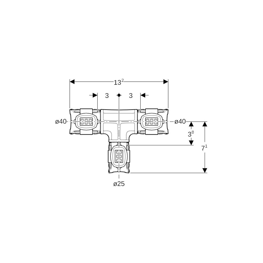 Geberit FlowFit T-Stück reduziert, d 40mm, d1 25mm, d2 40mm, PPSU... GEBERIT-620114001 4025416615101 (Abb. 5)