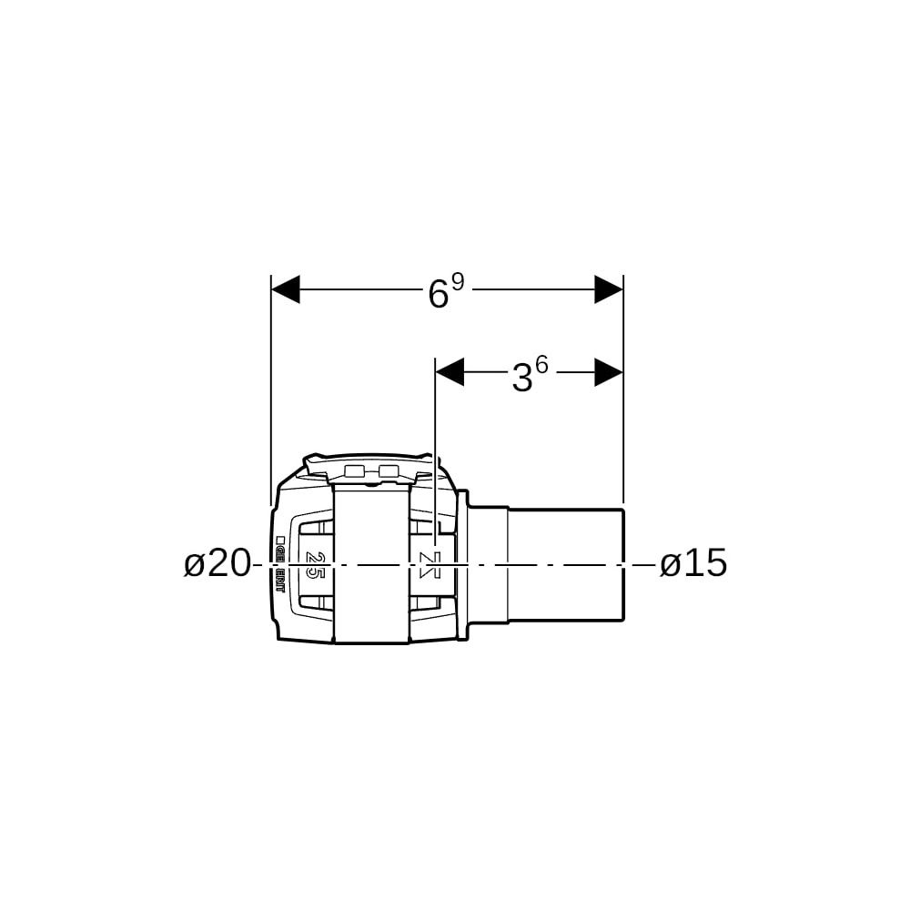 Geberit FlowFit Übergang auf Geberit Mapress, mit Einschubende Bleifreier, d 20mm, d... GEBERIT-620231001 4025416613435 (Abb. 5)