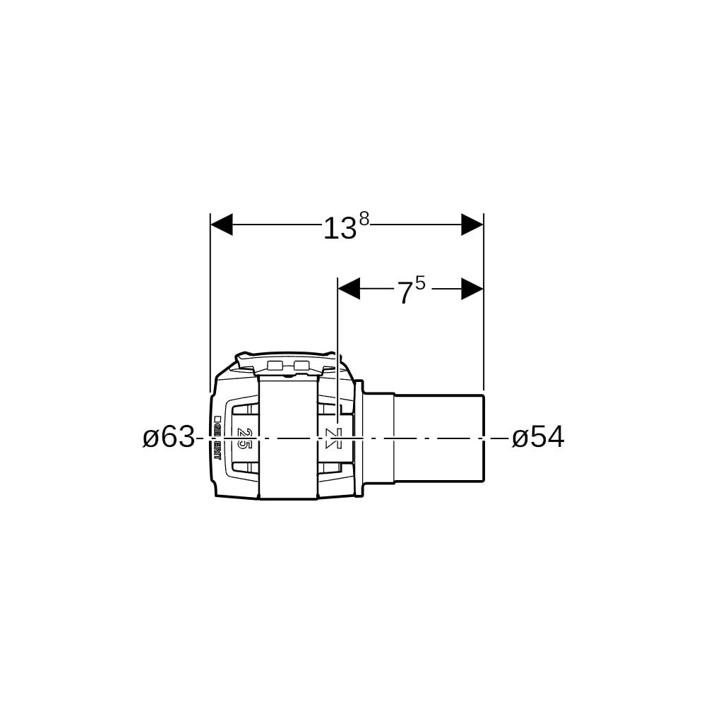 Geberit FlowFit Übergang auf Mapress, mit Einschubende, D 63mm, D1 54mm, Rotguss ble... GEBERIT-620236001 4025416613503 (Abb. 5)