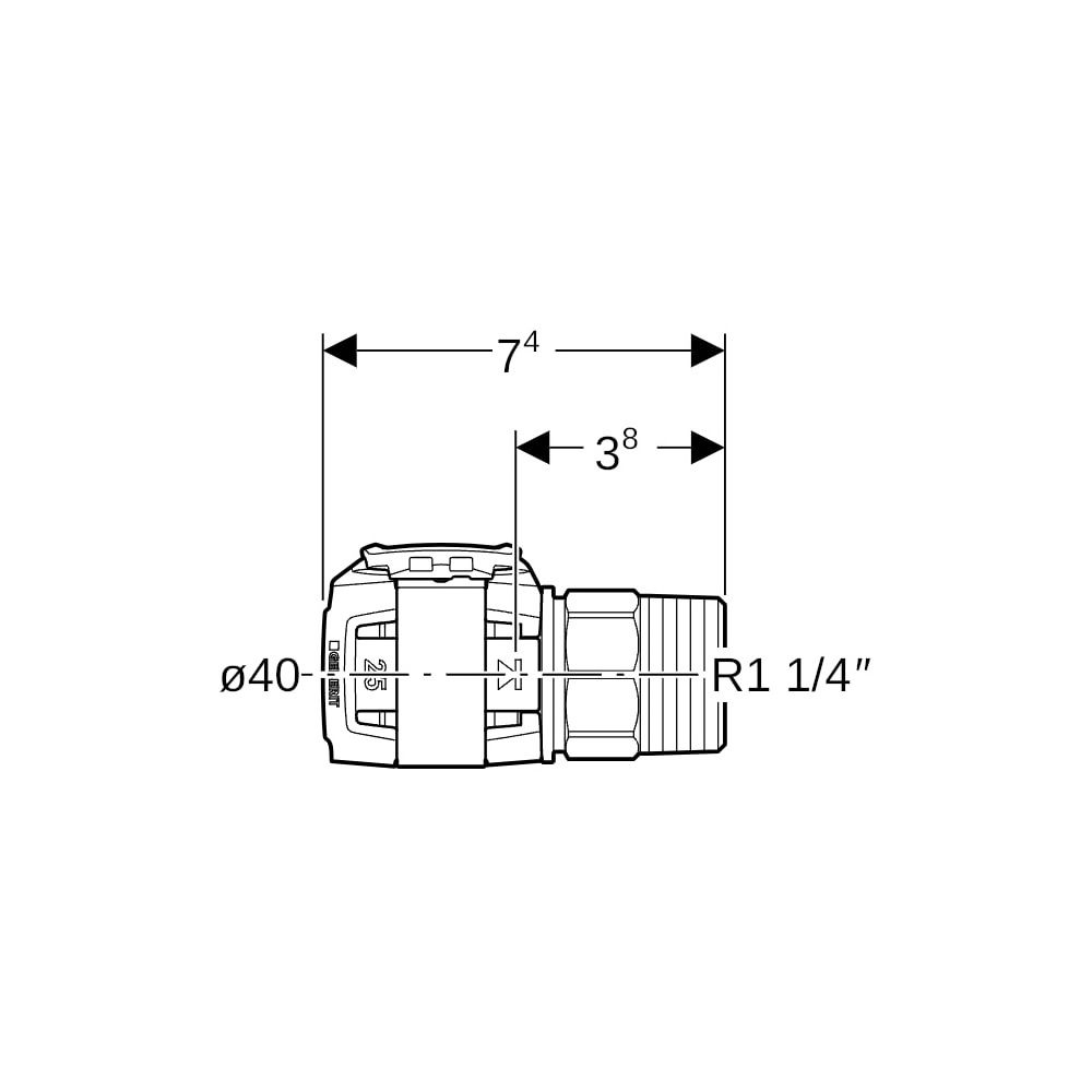 Geberit FlowFit Übergang mit Außengewinde bleifreie Siliziumbronze, d 40mm, R 1 1/4″... GEBERIT-620314001 4025416614036 (Abb. 5)