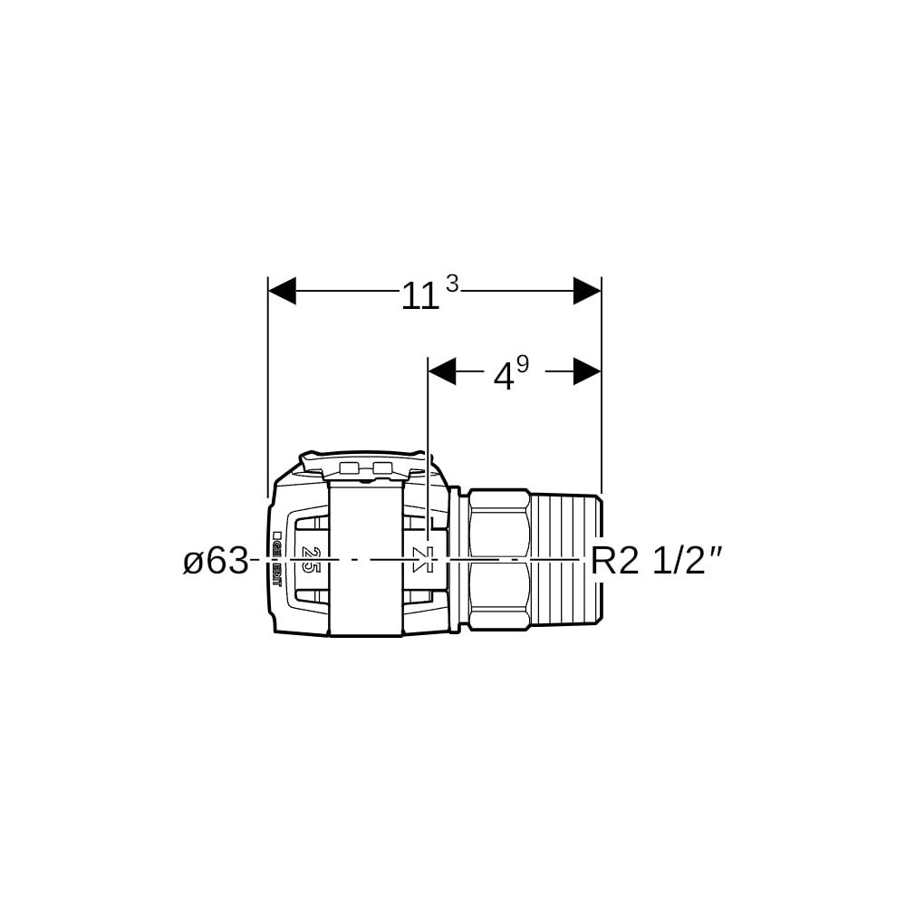 Geberit FlowFit Übergang mit Außengewinde bleifreie Siliziumbronze, d 63mm, R 2 1/2″... GEBERIT-620316001 4025416614098 (Abb. 5)
