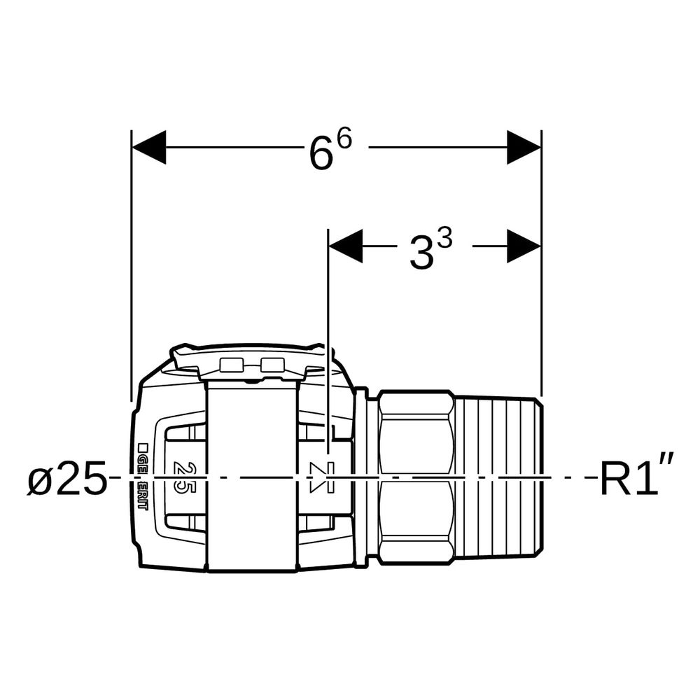Geberit FlowFit Übergang mit Außengewinde bleifreie Siliziumbronze, D 25mm, R 1"... GEBERIT-620322001 4025416638001 (Abb. 6)