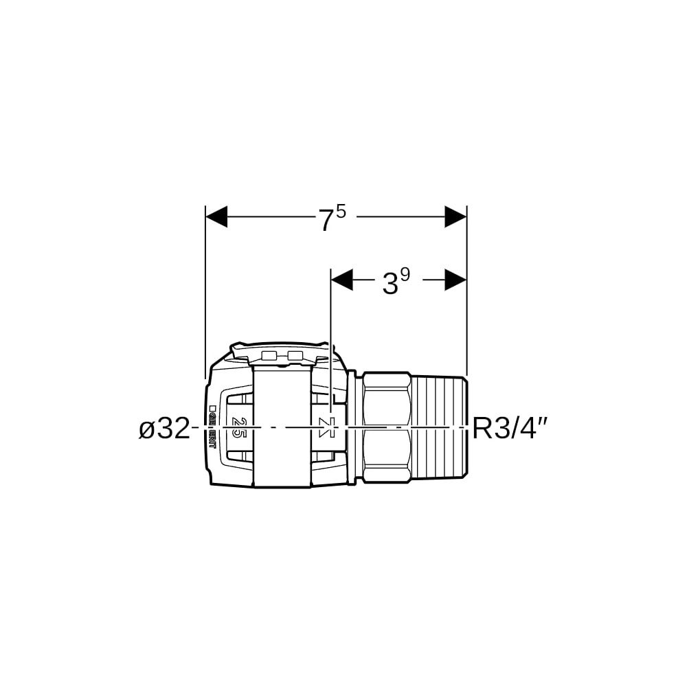 Geberit FlowFit Übergang mit Außengewinde bleifreie Siliziumbronze, d 32mm, R 3/4″... GEBERIT-620309001 4025410051837 (Abb. 4)