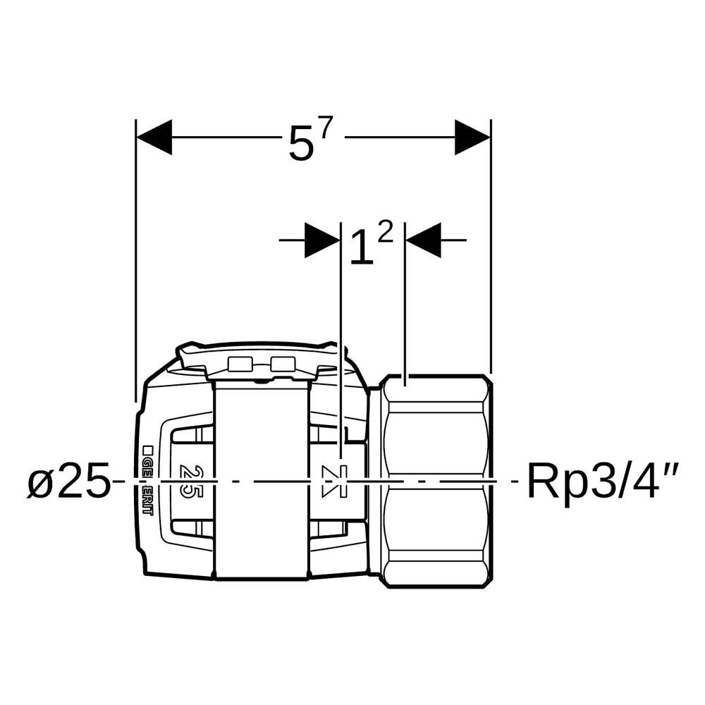 Geberit FlowFit Übergang mit Innengewinde bleifreie Siliziumbronze, D 25mm, Rp 3/4"... GEBERIT-620402001 4025416638513 (Abb. 6)