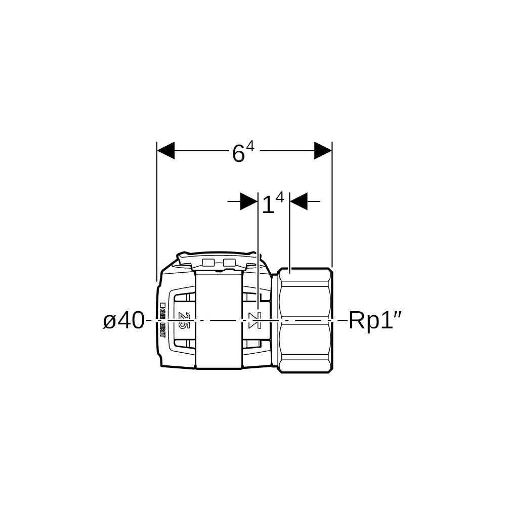 Geberit FlowFit Übergang mit Innengewinde bleifreie Siliziumbronze, d 40mm, Rp 1″... GEBERIT-620404001 4025416638544 (Abb. 5)