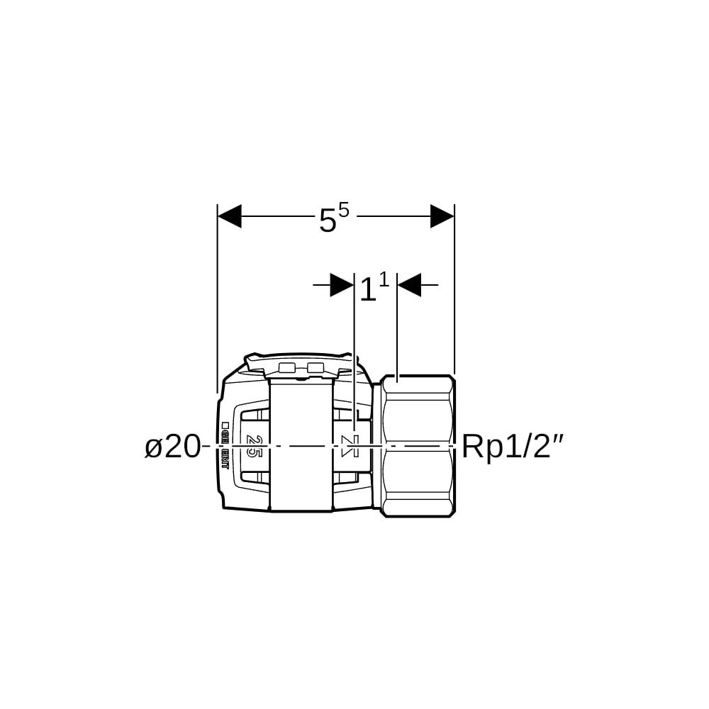 Geberit FlowFit Übergang mit Innengewinde bleifreie Siliziumbronze, d 20mm, Rp 1/2″... GEBERIT-620411001 4025416638674 (Abb. 5)