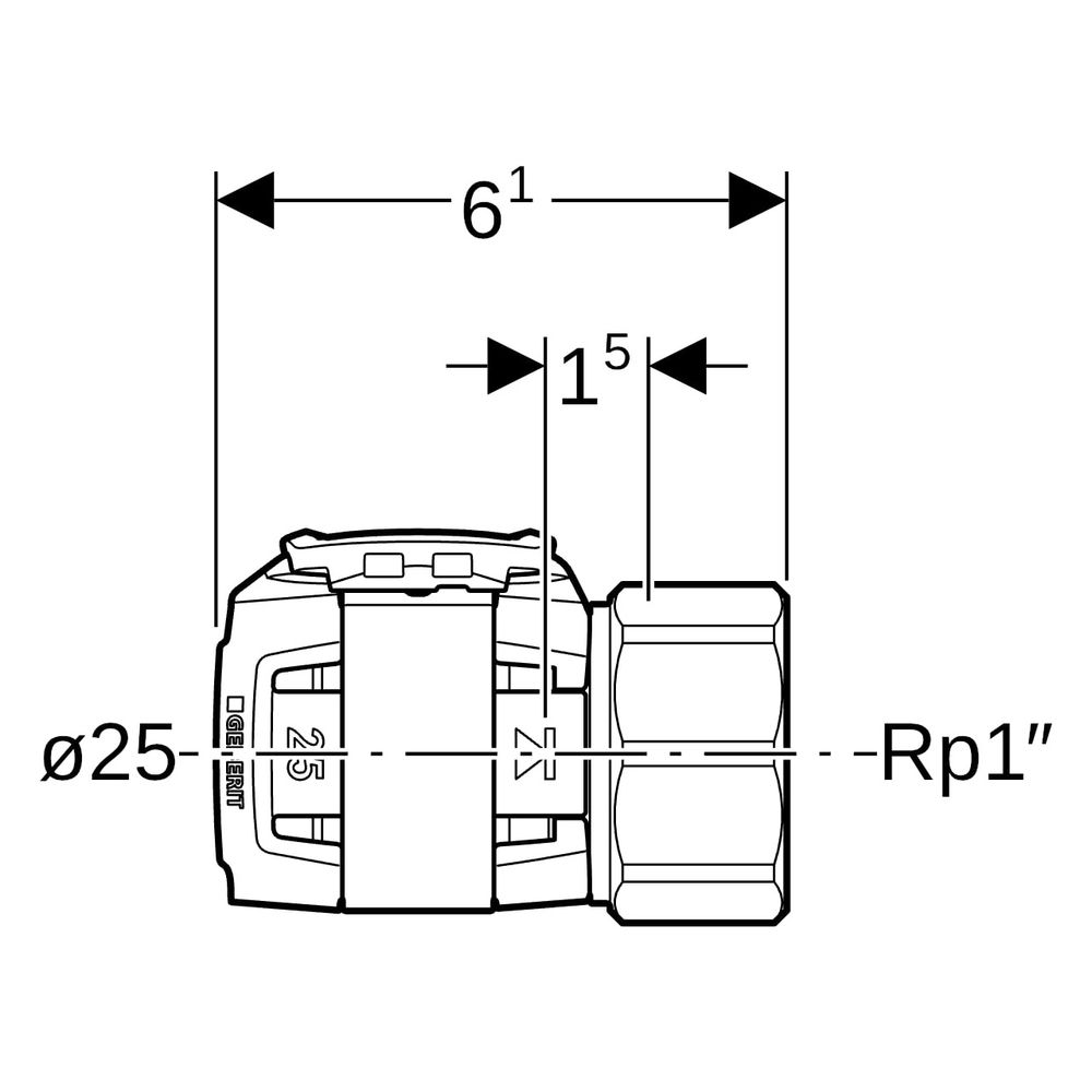 Geberit FlowFit Übergang mit Innengewinde bleifreie Siliziumbronze, D 25mm, Rp 1"... GEBERIT-620412001 4025416638698 (Abb. 6)