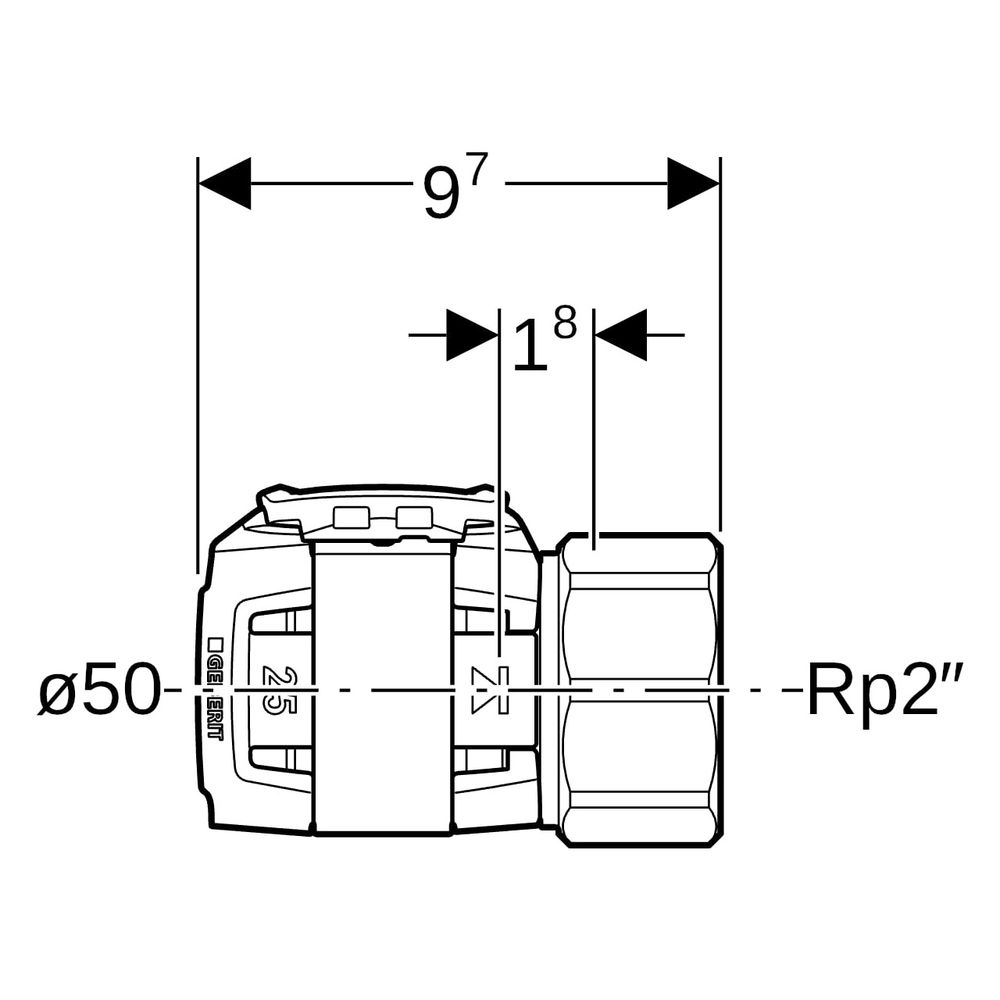 Geberit FlowFit Übergang mit Innengewinde bleifreie Siliziumbronze, D 50mm, Rp 2"... GEBERIT-620415001 4025416638735 (Abb. 6)