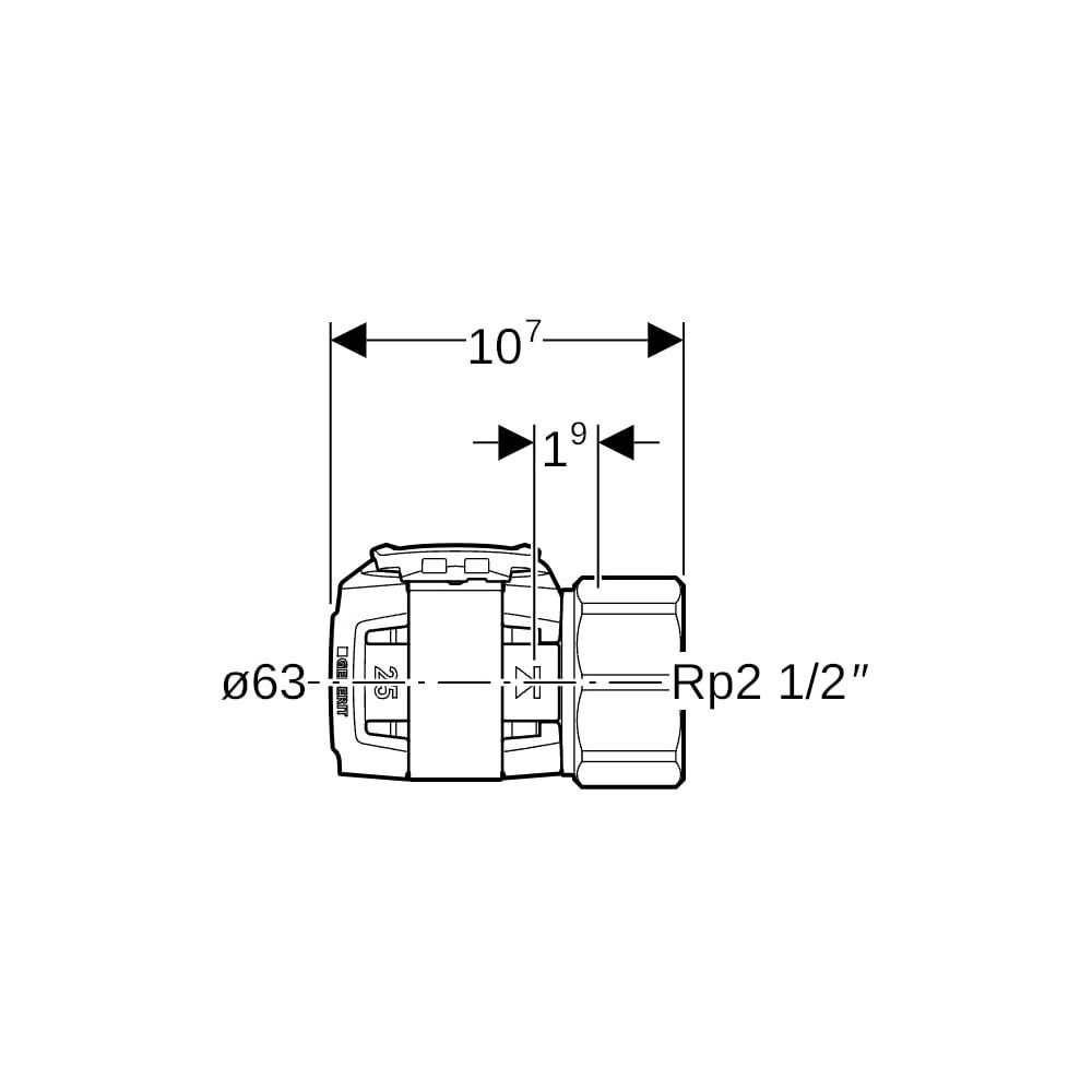 Geberit FlowFit Übergang mit Innengewinde bleifreie Siliziumbronze, d 63mm, Rp 2 1/2... GEBERIT-620416001 4025416638803 (Abb. 5)