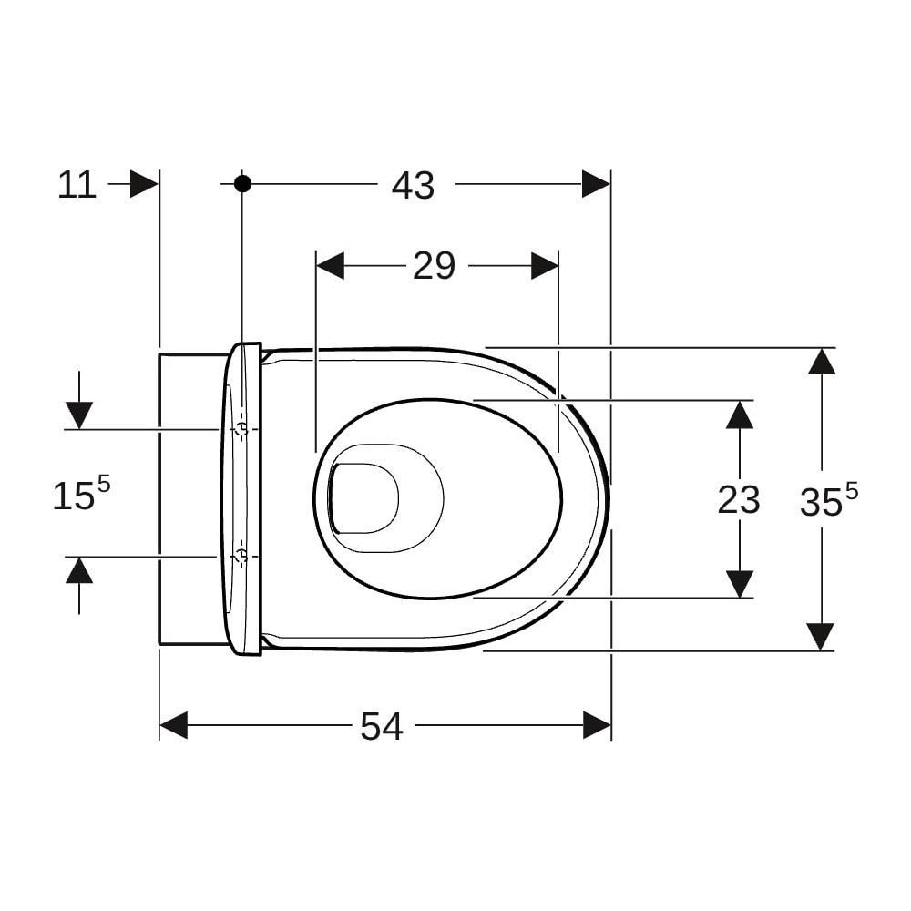 Geberit Renova Set Wand-WC Tiefspüler Rimfree, WC-Sitz T 54cm, Absenkautomatik Quic... GEBERIT-500801001 4025410717818 (Abb. 18)