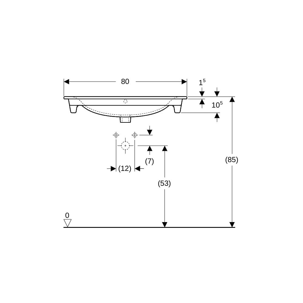 Geberit Renova Plan Möbelwaschtisch, Breite 80cm, Tiefe 48cm, Hahnloch mittig, Überl... GEBERIT-122280600 4022009368994 (Abb. 8)