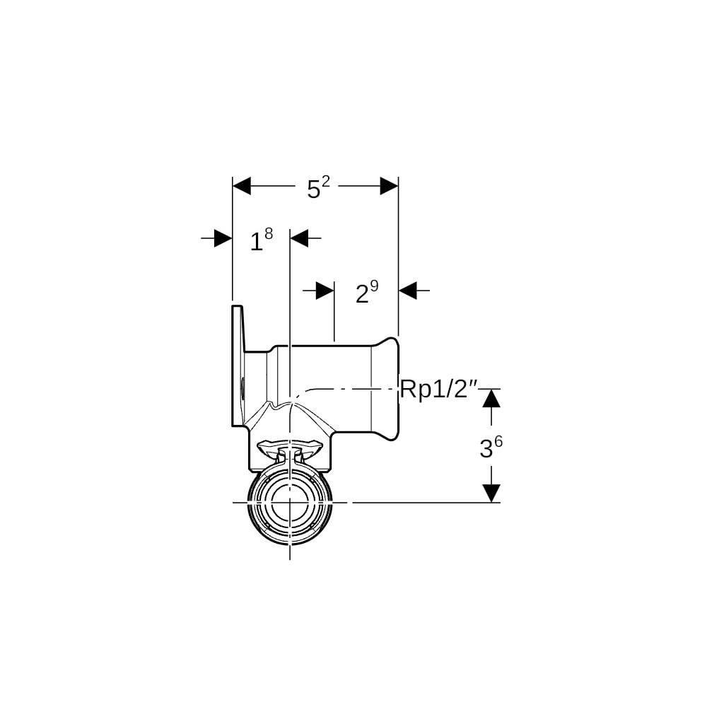 Geberit FlowFit T-Anschlusswinkel 90 Grad abgesetzt Bleifreier, d 20mm, Rp 1/2″, d1 ... GEBERIT-620981001 4025416631774 (Abb. 6)
