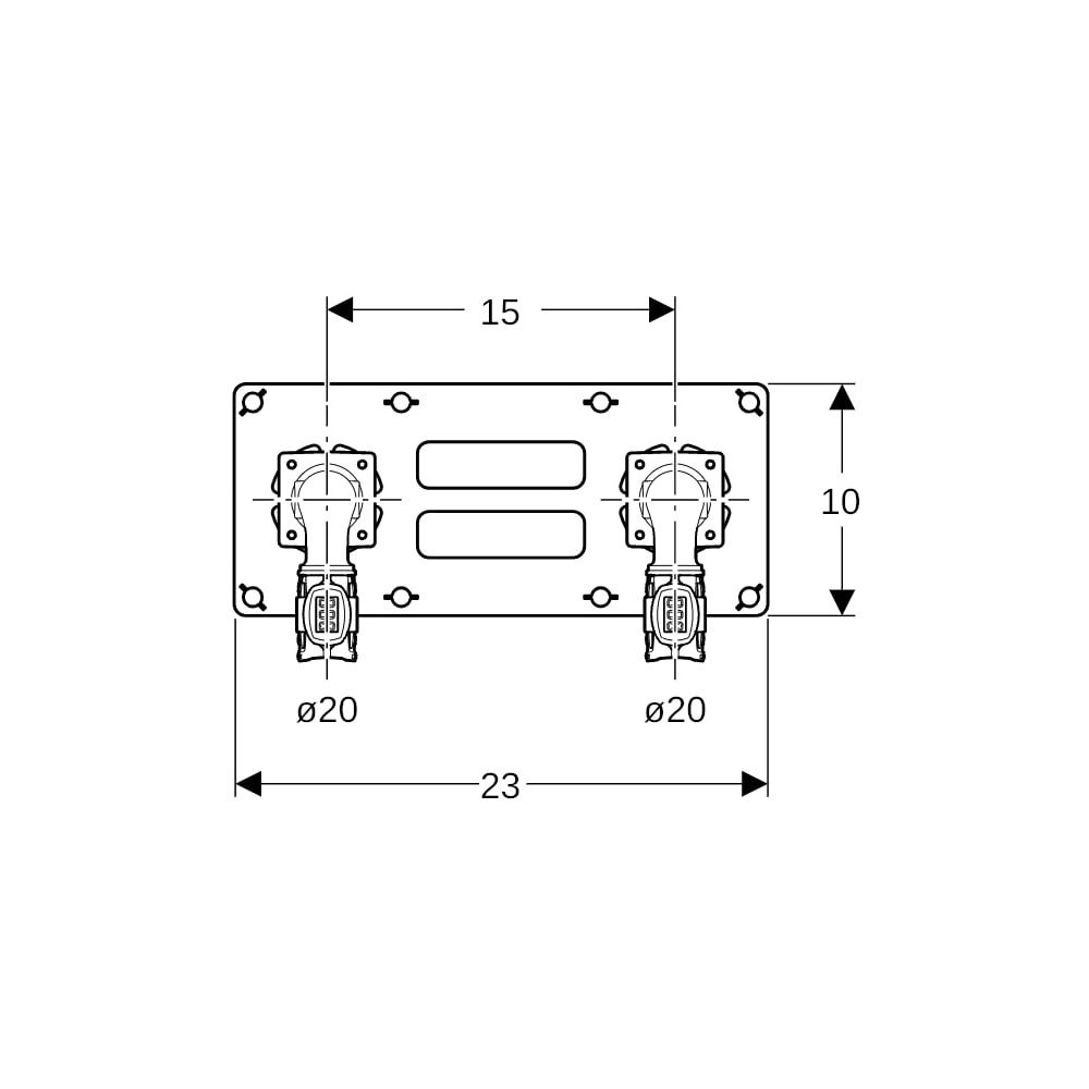 Geberit FlowFit Set Anschlusswinkel 90 Grad zweifach Bleifreier, d 20mm, Rp 1/2″, L1... GEBERIT-619621001 4025416602323 (Abb. 6)