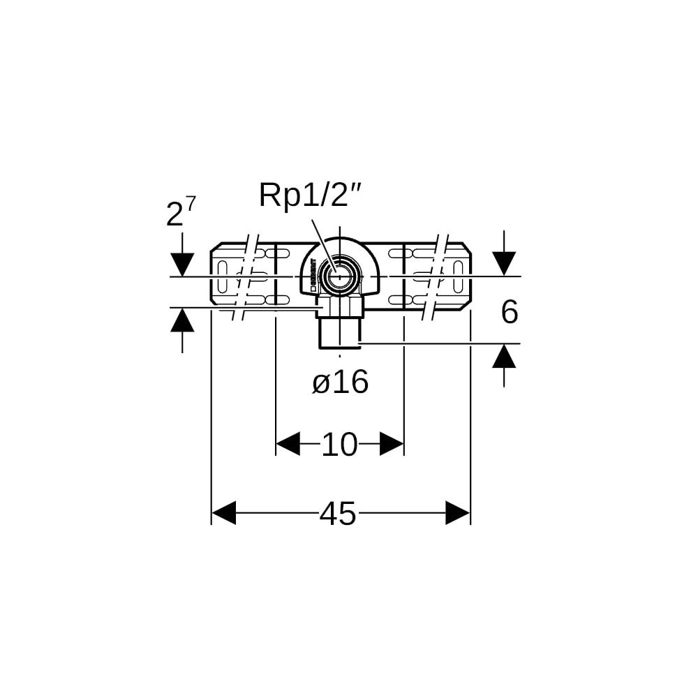 Geberit FlowFit Anschlusswinkel 90 Grad vormontiert, einfach, abgesetzt, d 16mm, Rp ... GEBERIT-619630001 4025416602330 (Abb. 7)