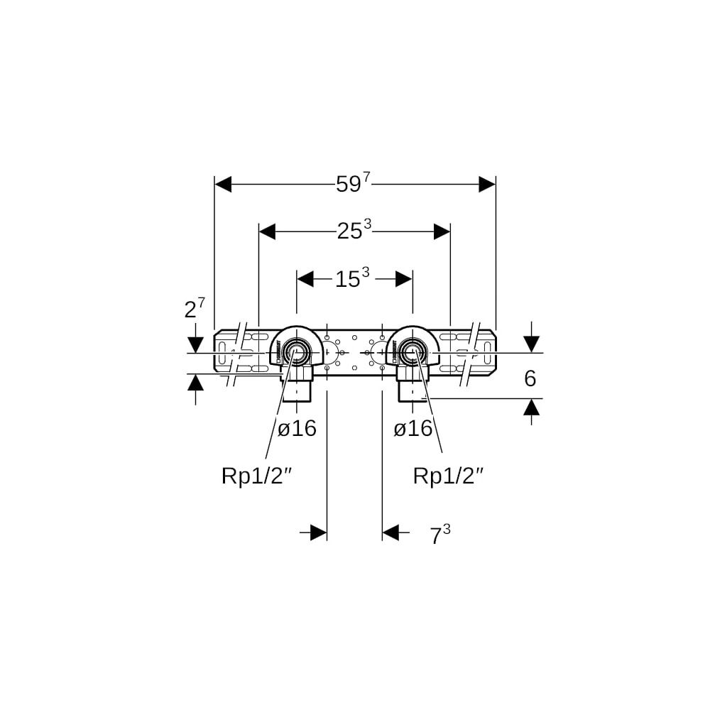 Geberit FlowFit Anschlusswinkel 90 Grad vorm. zweifach abgesetzt d 16mm Rp 1/2″ L1 5... GEBERIT-619640001 4025416602361 (Abb. 7)