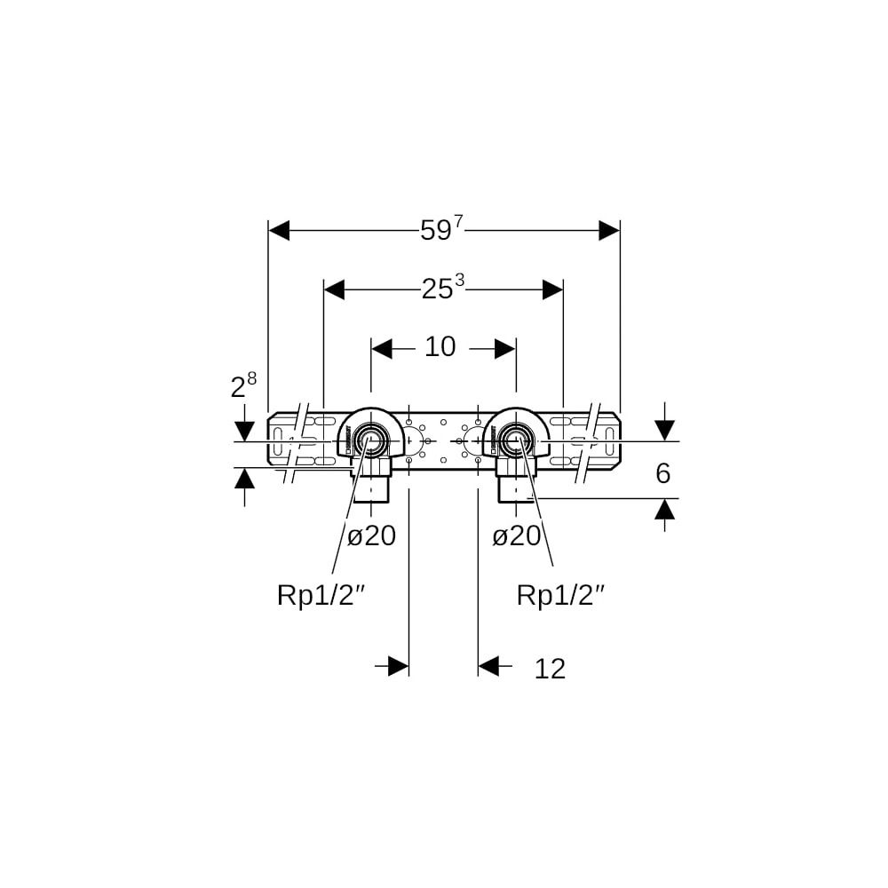 Geberit FlowFit Anschlusswinkel 90 Grad vorm. zweifach abgesetzt d 20mm Rp 1/2″ L1 5... GEBERIT-619641001 4025416602378 (Abb. 7)