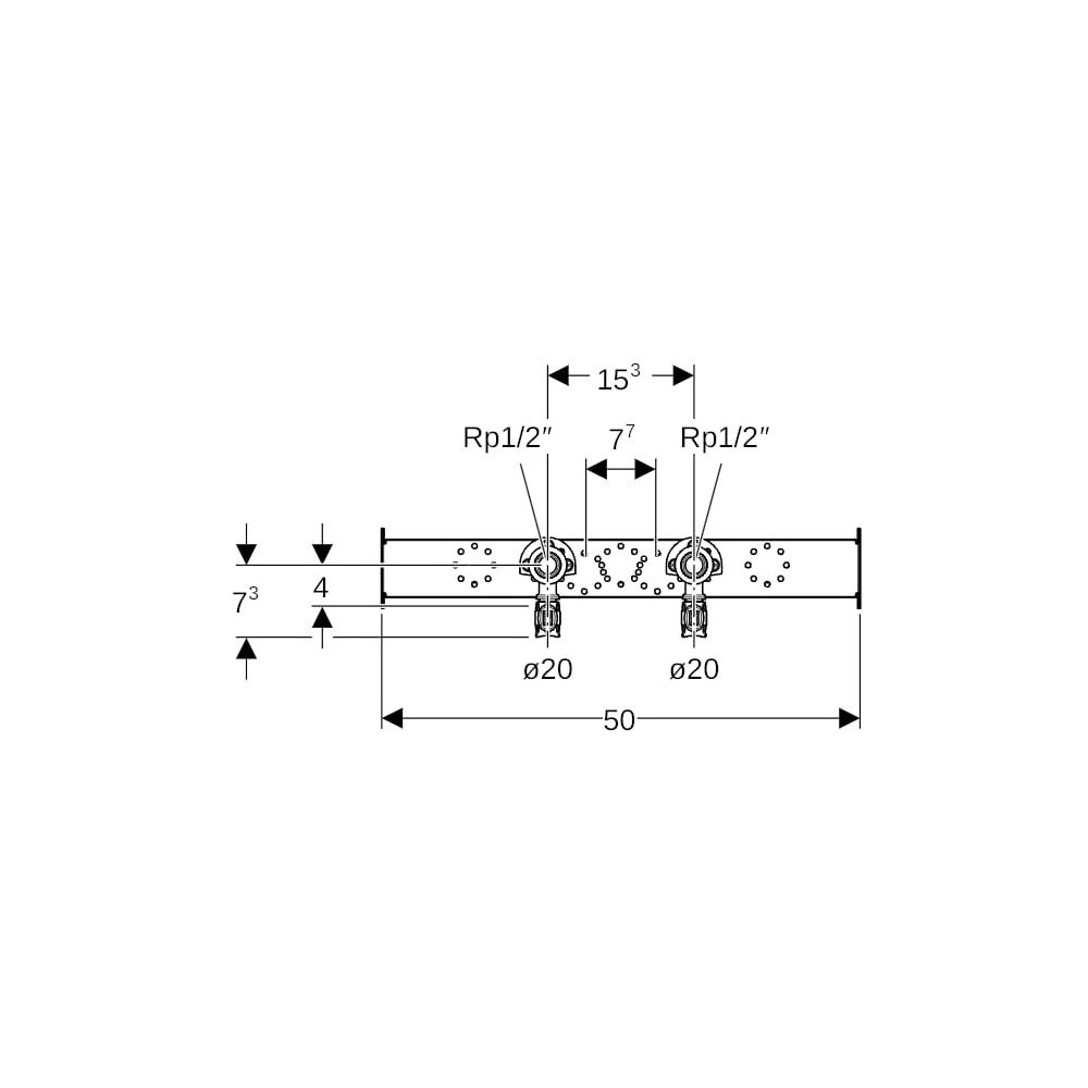 Geberit FlowFit Anschlusswinkel 90 Grad vormontiert, zweifach, gerade, d 20mm, Rp 1/... GEBERIT-619671001 4025416602613 (Abb. 6)