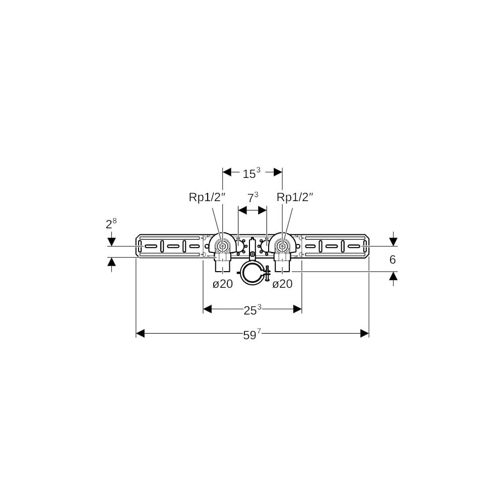 Geberit FlowFit Anschlusswinkel 90 Grad vormontiert, zweifach, abgesetzt, Ablaufrohr... GEBERIT-619681001 4025416602637 (Abb. 6)