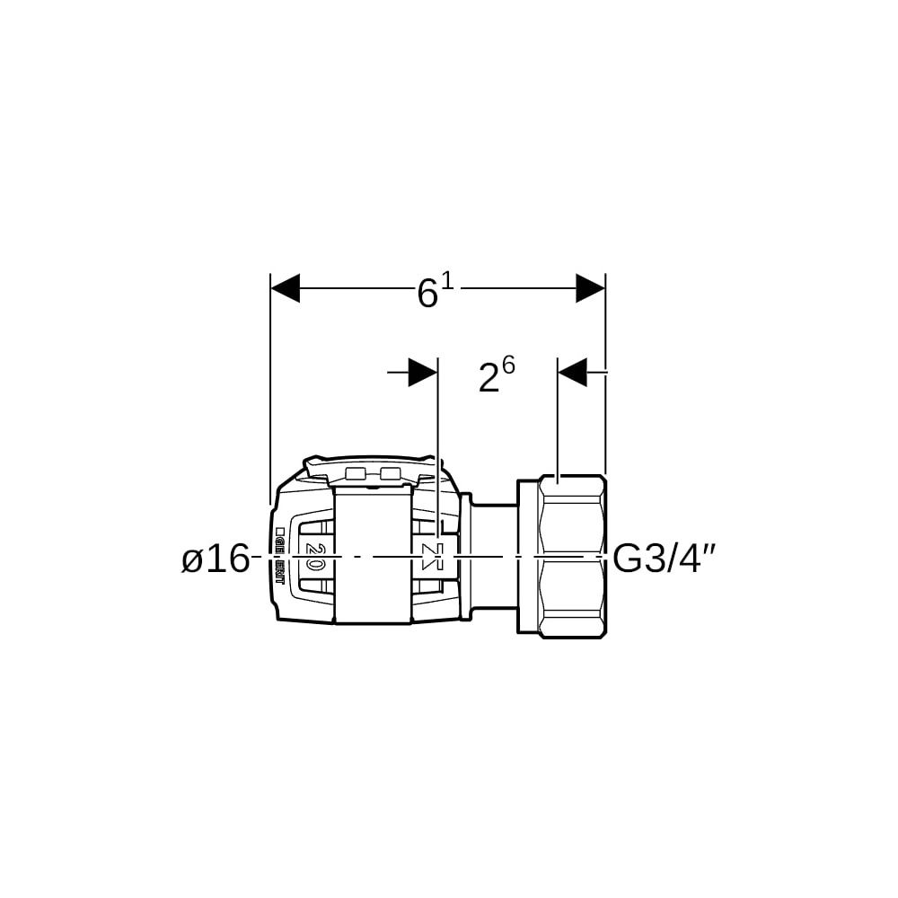 Geberit FlowFit Verteilerabgang für Eurokonus bleifreie Siliziumbronze, d 16mm, G 3/... GEBERIT-620330001 4025416638032 (Abb. 5)