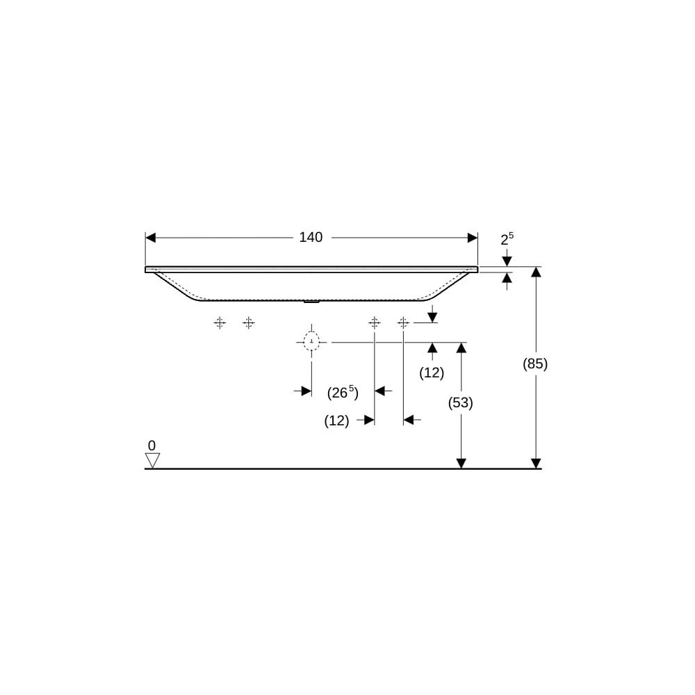 Geberit Xeno2 Möbelwaschtisch, Breite 140cm, Tiefe 48cm, Hahnloch links, rechts, ohn... GEBERIT-500277001 4025416430285 (Abb. 8)