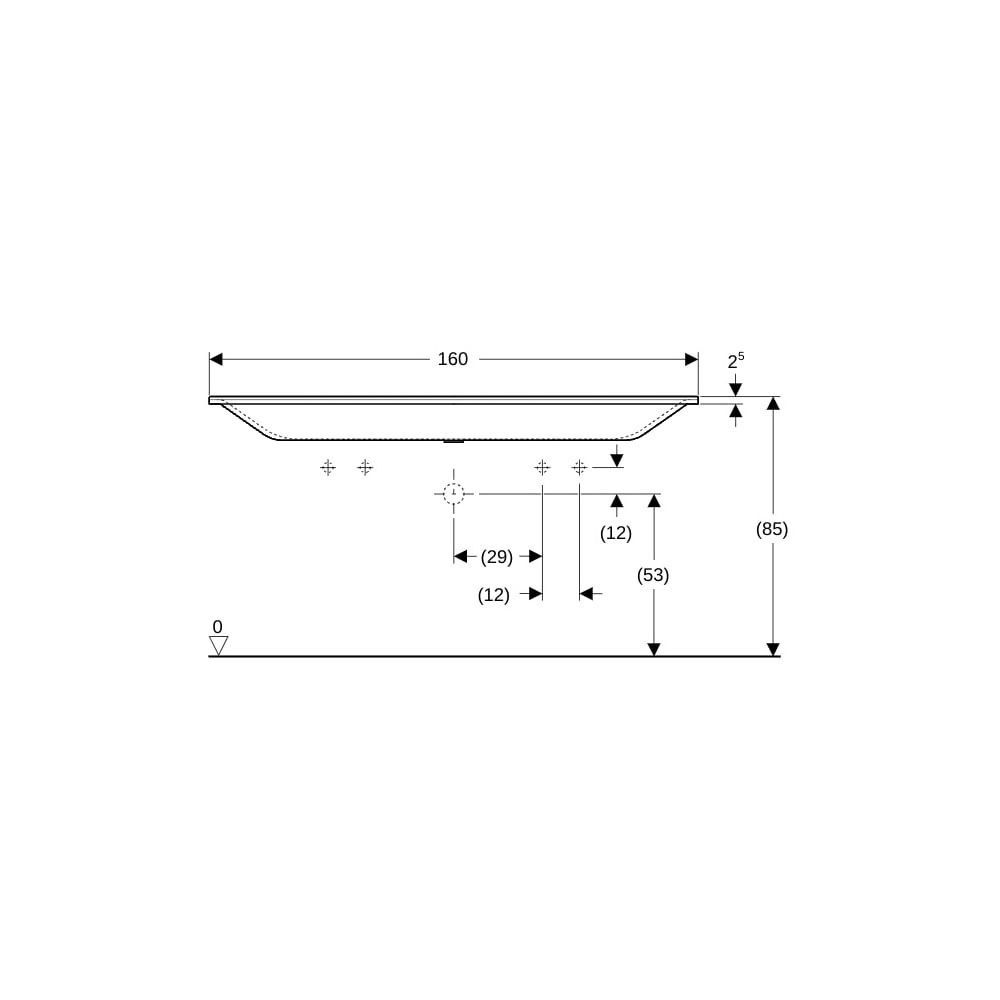 Geberit Xeno2 Möbelwaschtisch, Breite 160cm, Tiefe 48cm, Hahnloch links, rechts, ohn... GEBERIT-500279001 4025416357872 (Abb. 8)