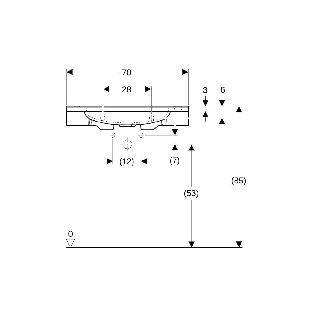 Geberit Publica Waschtisch eckiges Design, Ausschnitten, barrierefrei, B 70cm T 55c... GEBERIT-501043111 4025410753588 (Abb. 10)