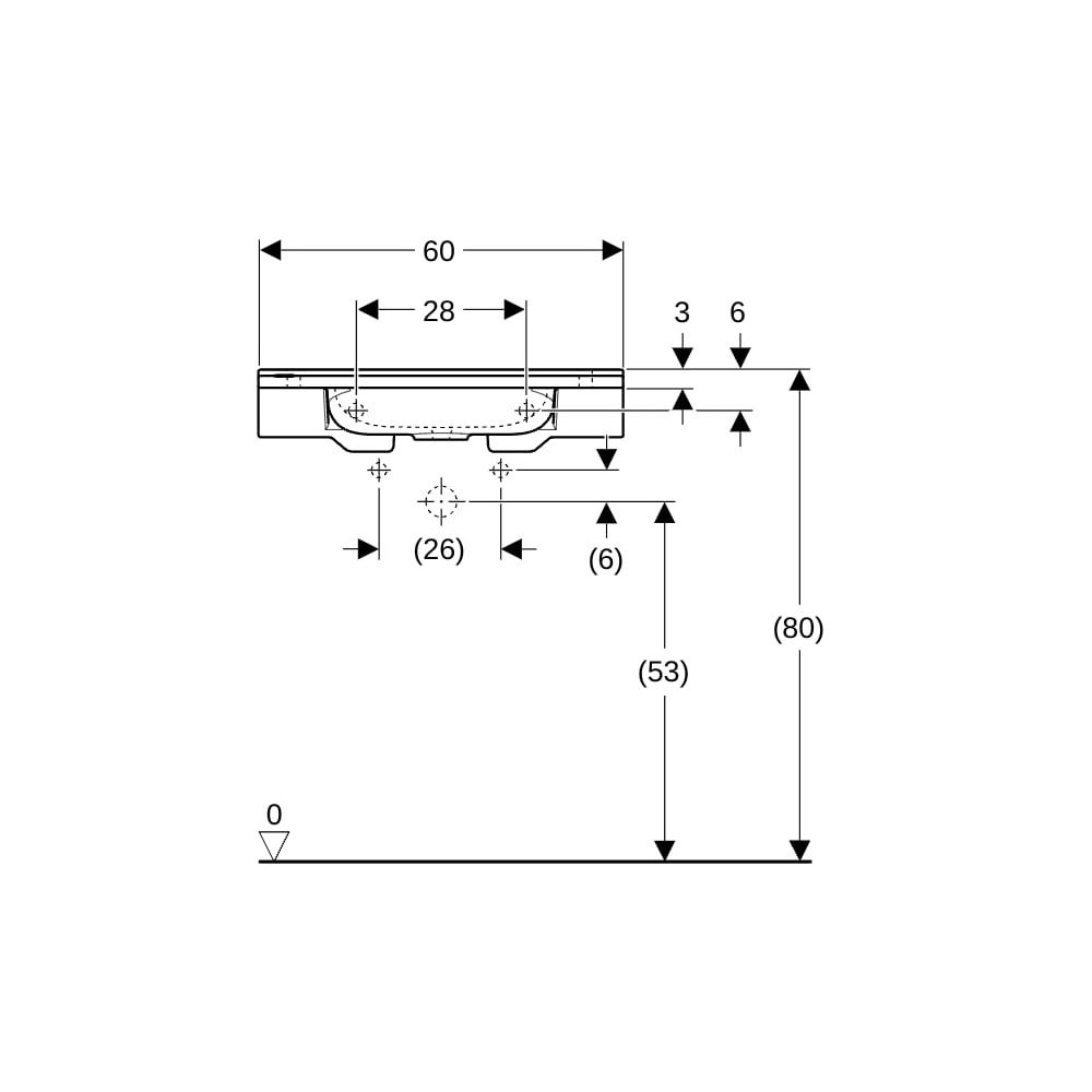 Geberit Publica Waschtisch rundes Design, Ausschnitten, barrierefrei, B 60cm T 55cm... GEBERIT-501041001 4025410754011 (Abb. 10)