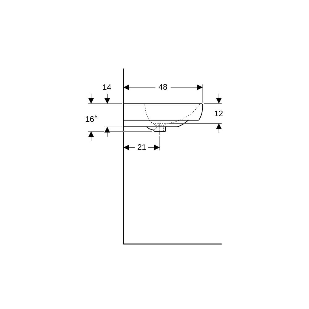 Geberit Smyle Waschtisch, Breite 65cm, Tiefe 48cm, Hahnloch mittig, Überlauf sichtba... GEBERIT-500230011 4025416520320 (Abb. 9)