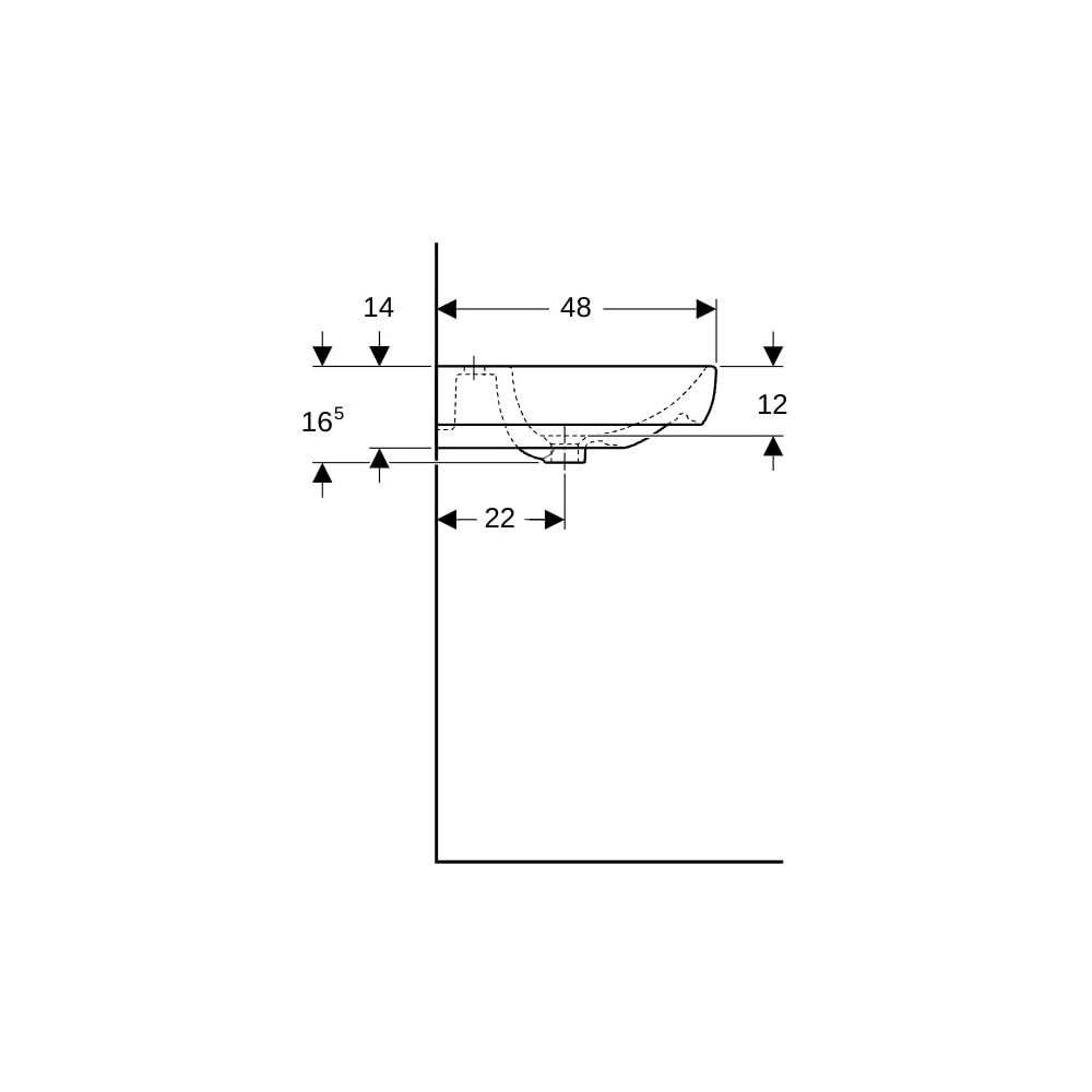 Geberit Smyle Waschtisch, Breite 60cm, Tiefe 48cm, Hahnloch mittig, Überlauf sichtba... GEBERIT-500228018 4025416358213 (Abb. 9)