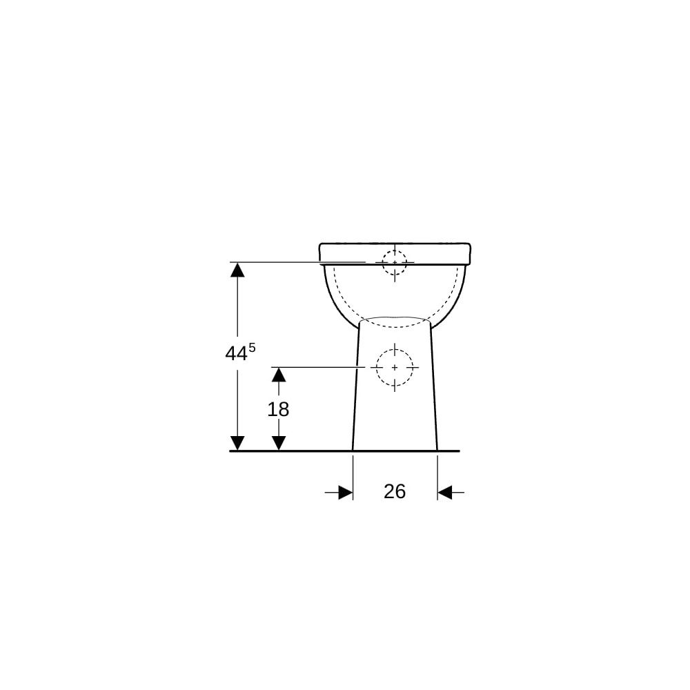 Geberit Renova Comfort Stand-WC Flachspüler, erhöht, Höhe 49cm, Abgang horizontal Ti... GEBERIT-218520000 4022009353662 (Abb. 9)