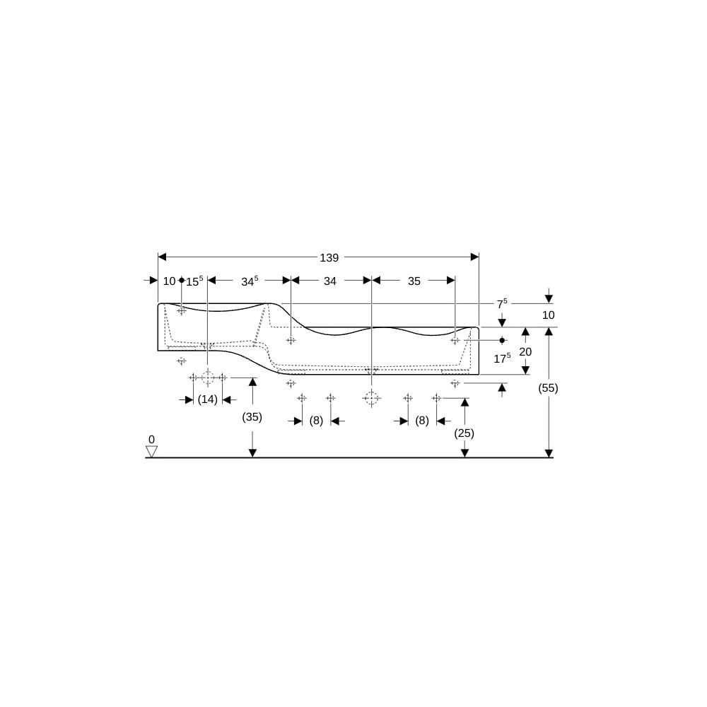Geberit Bambini Spiel-/Waschlandschaft für 3 Waschtischarmaturen Becken rechts 139x4... GEBERIT-430350016 4022009330458 (Abb. 8)