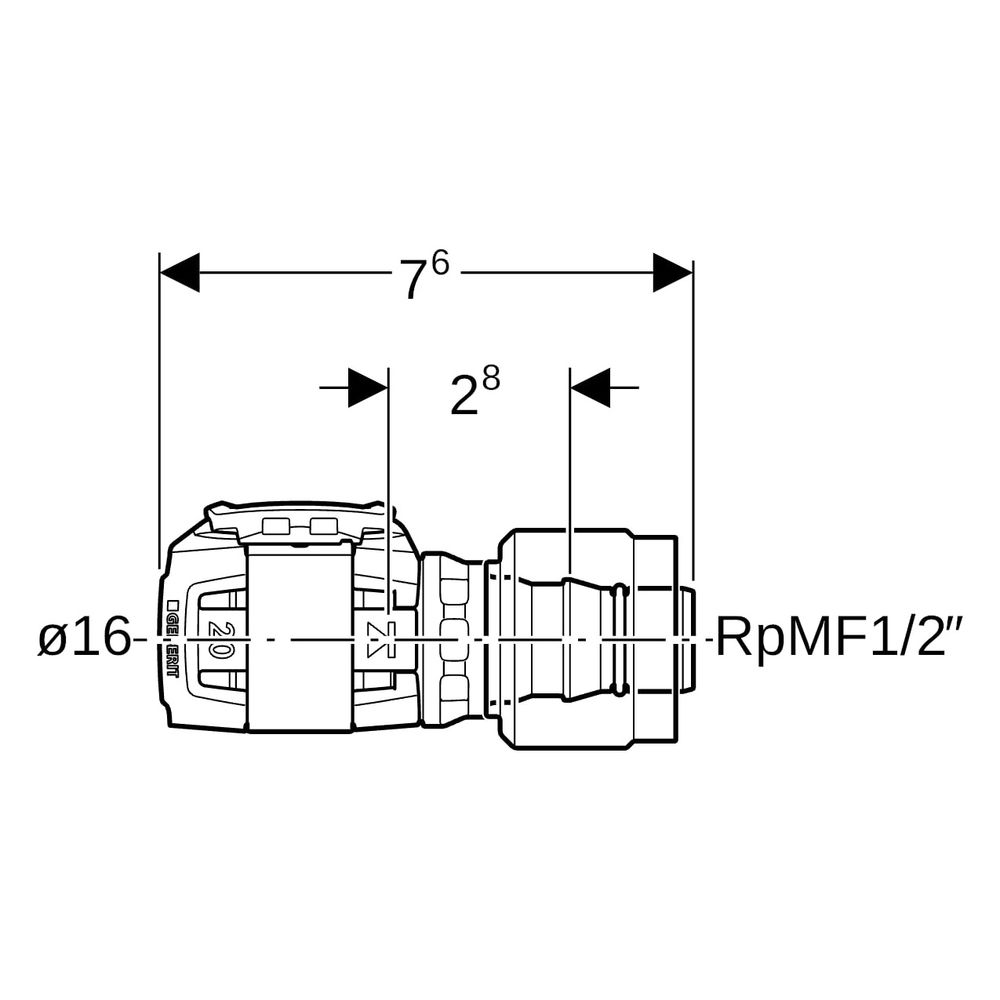 Geberit FlowFit Übergang mit MasterFix, 16mm x Rp 1/2", PPSU, Schwarz, 620290001... GEBERIT-620290001 4025416614920 (Abb. 6)