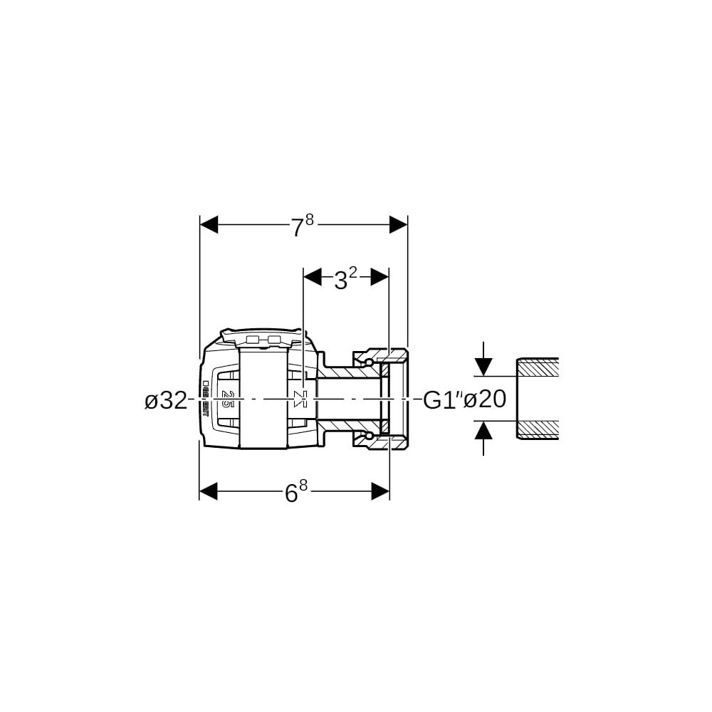 Geberit FlowFit Übergang mit Überwurfmutter bleifreie Siliziumbronze, d 32mm, di 20m... GEBERIT-620633001 4025416628408 (Abb. 5)