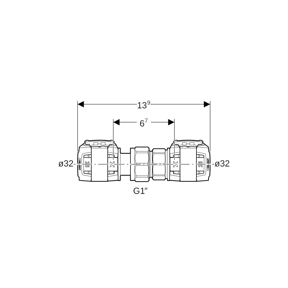 Geberit FlowFit Verschraubung bleifreie Siliziumbronze, d 32mm... GEBERIT-620573001 4025416627289 (Abb. 5)