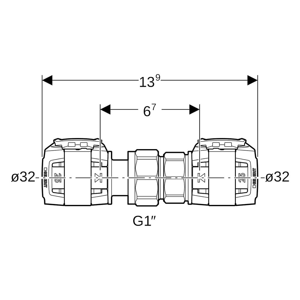 Geberit FlowFit Verschraubung, DN 25, 32mm, 1, 620573001... GEBERIT-620573001 4025416627289 (Abb. 6)