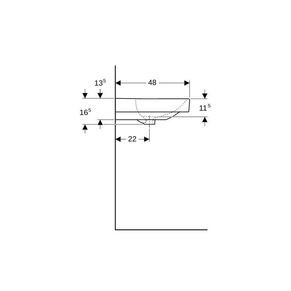 Geberit Smyle Square Waschtisch, Breite 75cm, Tiefe 48cm, Hahnloch mittig, Überlauf ... GEBERIT-500249018 4025416358343 (Abb. 9)