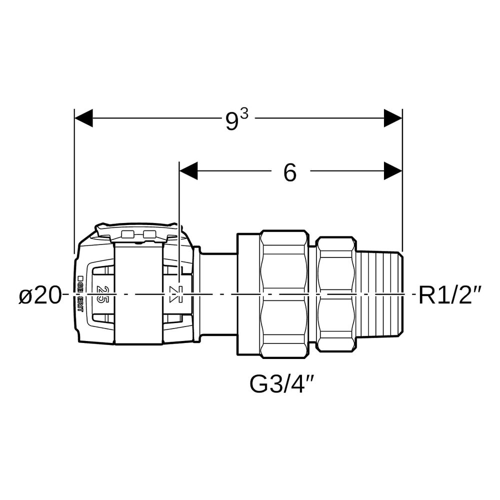 Geberit FlowFit Übergangsverschraubung mit Außengewinde bleifreie Siliziumbronze, D ... GEBERIT-620581001 4025416627371 (Abb. 6)