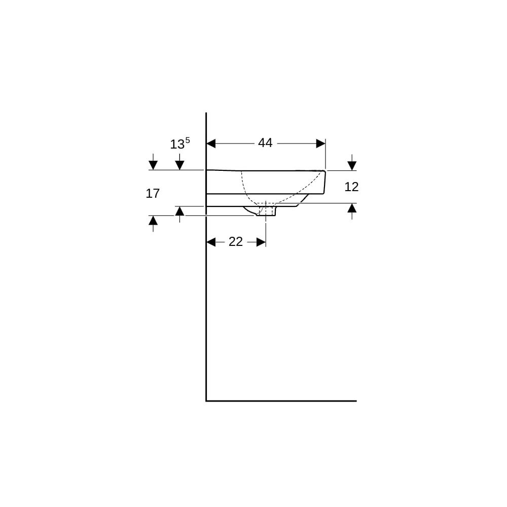 Geberit Smyle Square Waschtisch, Breite 55cm, Tiefe 44cm, Hahnloch mittig, Überlauf ... GEBERIT-500259011 4025416437345 (Abb. 9)