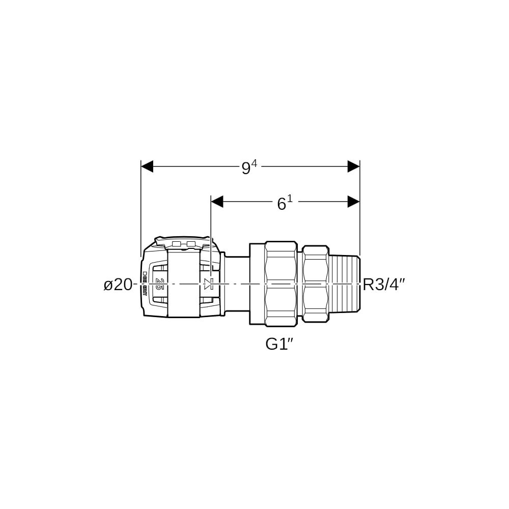 Geberit FlowFit Übergangsverschraubung mit Außengewinde bleifreie Siliziumbronze, d ... GEBERIT-620591001 4025416627470 (Abb. 5)