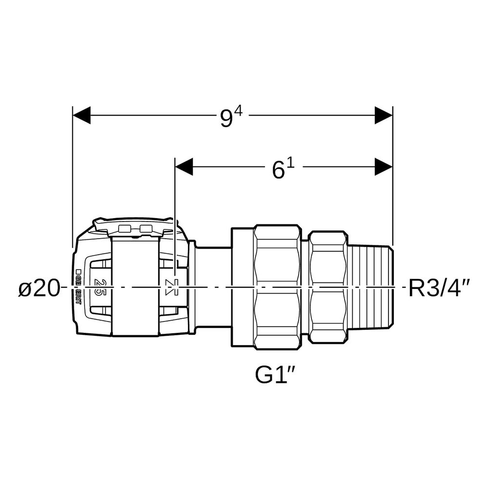 Geberit FlowFit Übergangsverschraubung mit Außengewinde bleifreie Siliziumbronze, D ... GEBERIT-620591001 4025416627470 (Abb. 6)