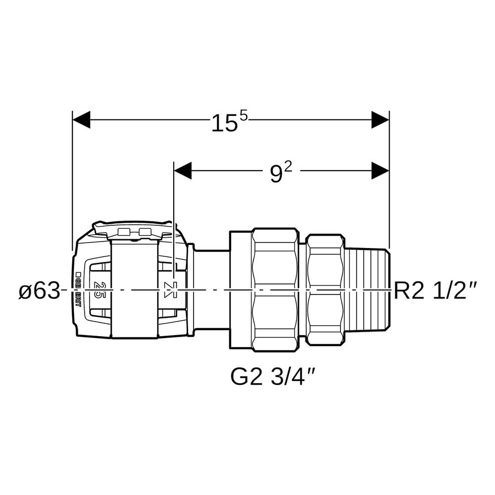 Geberit FlowFit Übergangsverschraubung mit Außengewinde bleifreie Siliziumbronze, D ... GEBERIT-620596001 4025416627531 (Abb. 6)