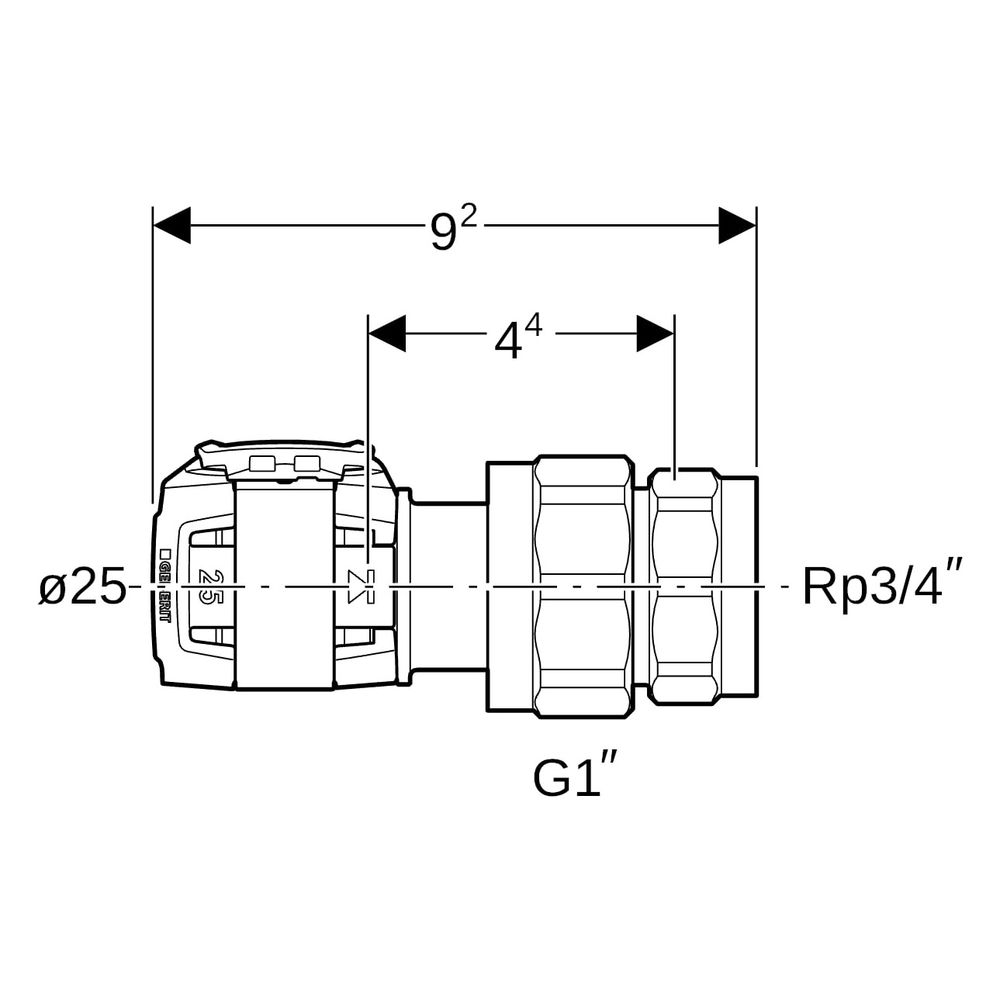 Geberit FlowFit Übergangsverschraubung mit Innengewinde bleifreie Siliziumbronze, D ... GEBERIT-620602001 4025416627586 (Abb. 6)